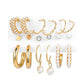 Stylish Gold Plated Pearl Studs & Hoop Earrings (Combo Of 9)