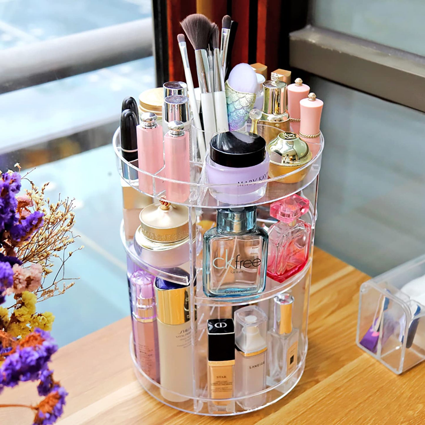 Rotating Transparent Makeup Organizer