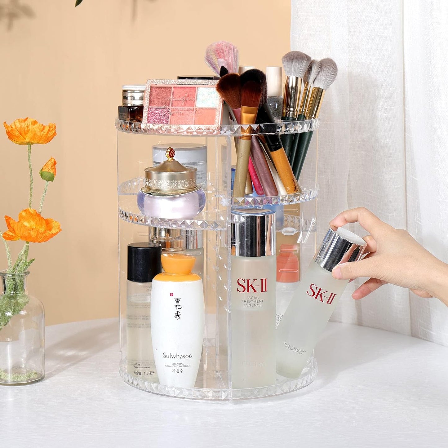 Rotating Transparent Makeup Organizer