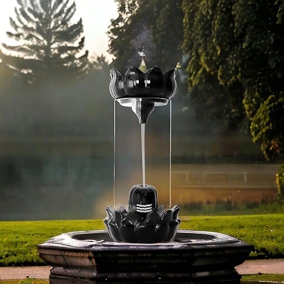 Idol Lord Shiva Shivling With Falling Smoke Fountain