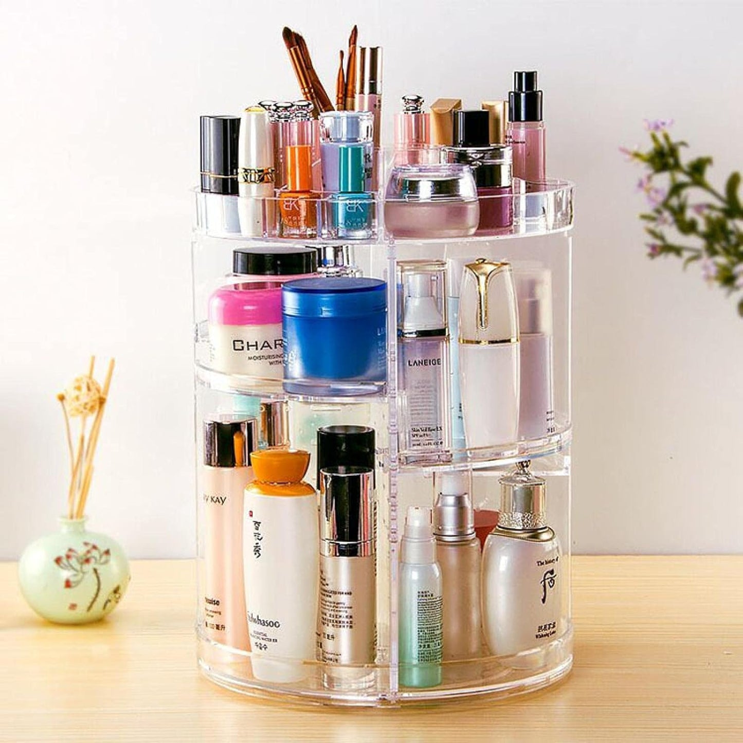 Rotating Transparent Makeup Organizer