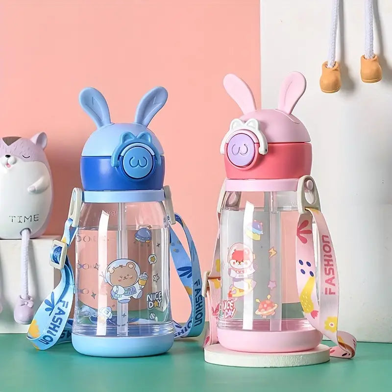 Cute Cartoon Straw Water Bottle With Sipper