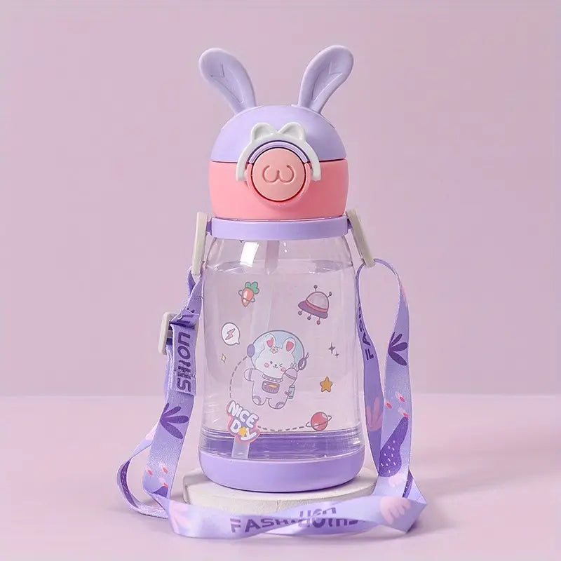 Cute Cartoon Straw Water Bottle With Sipper