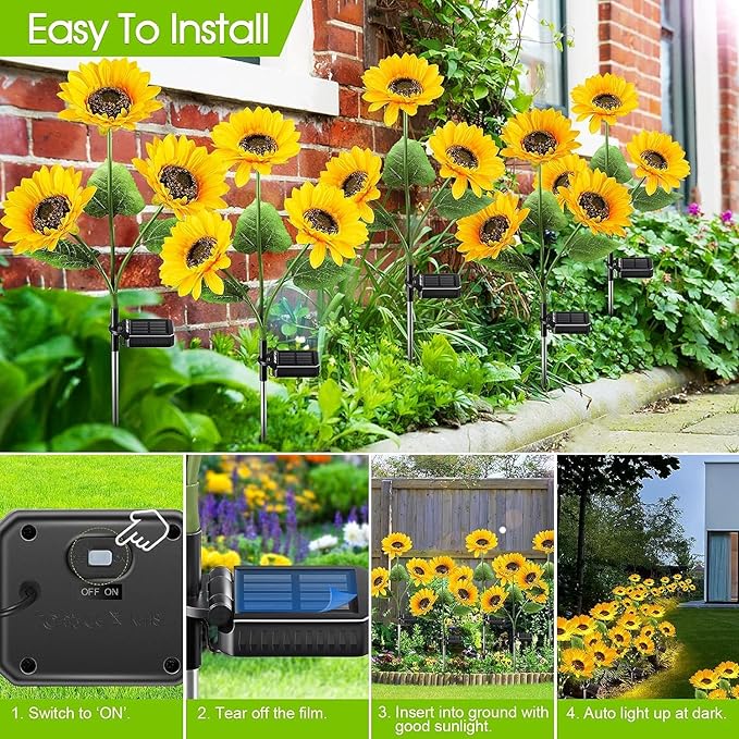 Sunflower Outdoor Solar LED Lights (Pack Of 2)