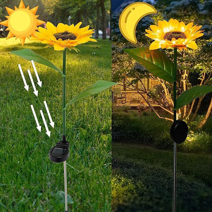 Sunflower Outdoor Solar LED Lights (Pack Of 2)