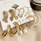 Stylish Gold Plated Pearl Studs & Hoop Earrings (Combo Of 9)