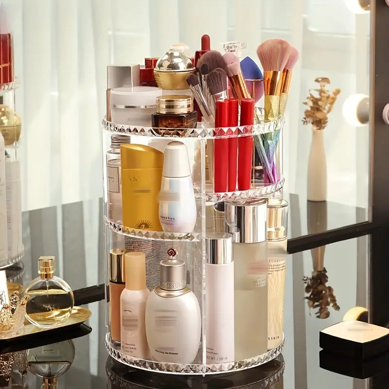 Rotating Transparent Makeup Organizer