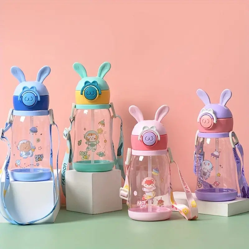 Cute Cartoon Straw Water Bottle With Sipper