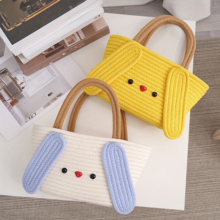 Cute Cartoon Woven Handbags (Multicolor)