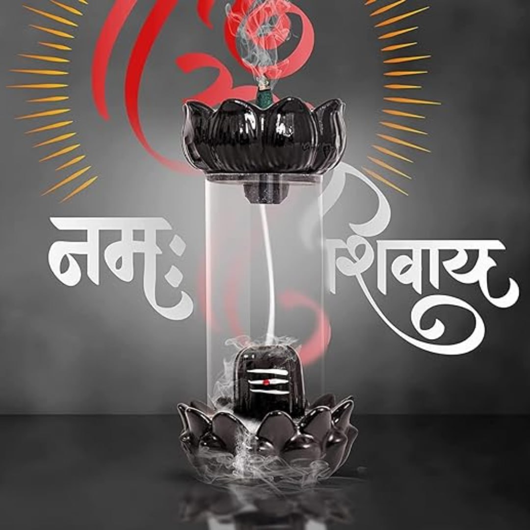 Idol Lord Shiva Shivling With Falling Smoke Fountain