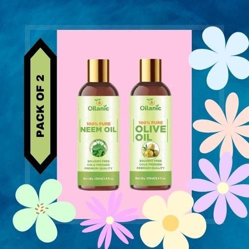 Oilanic Premium Neem Oil & Olive Oil Combo(pack of 2)